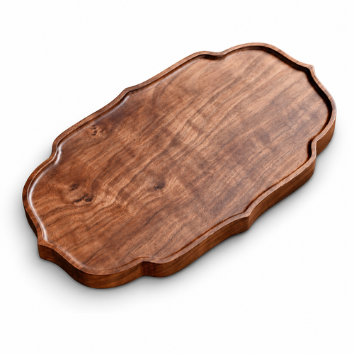 Elowen Scalloped Walnut Serving Tray
