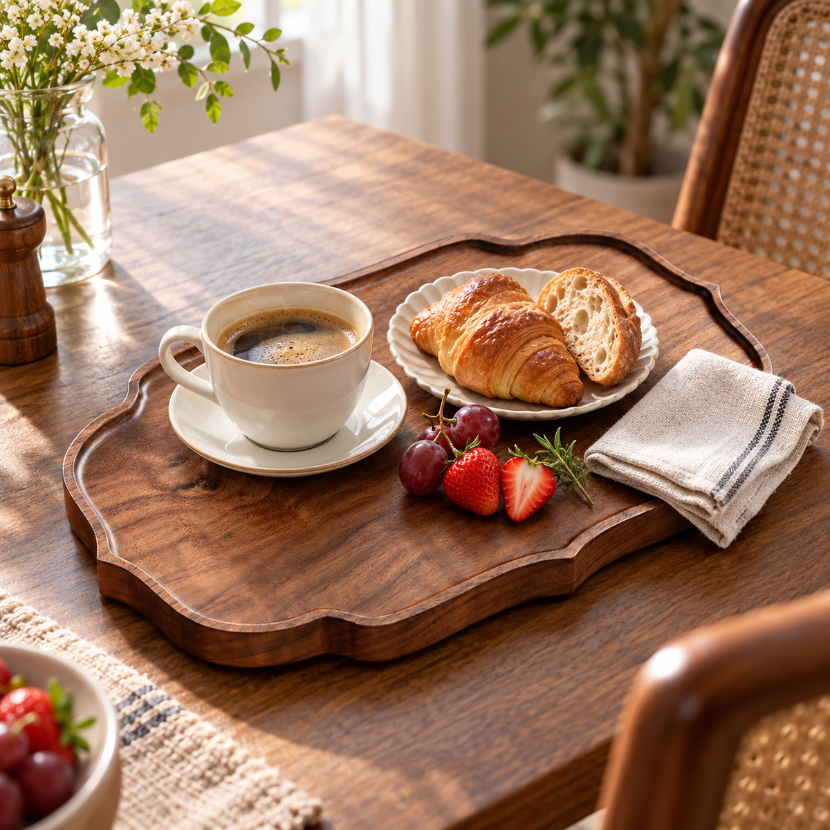 Elowen Scalloped Walnut Serving Tray