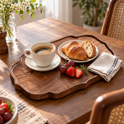 Elowen Scalloped Walnut Serving Tray