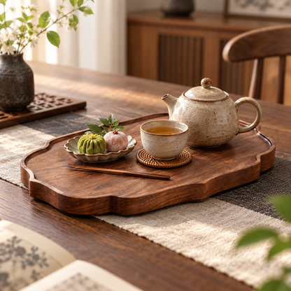 Elowen Scalloped Walnut Serving Tray