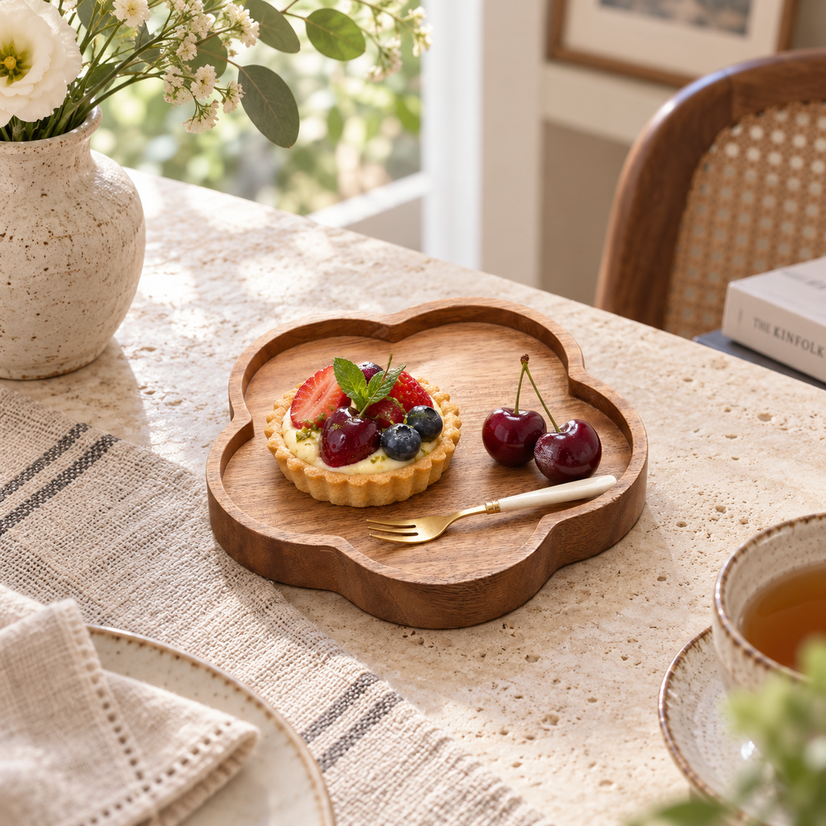 Seren Petal Walnut Serving Tray