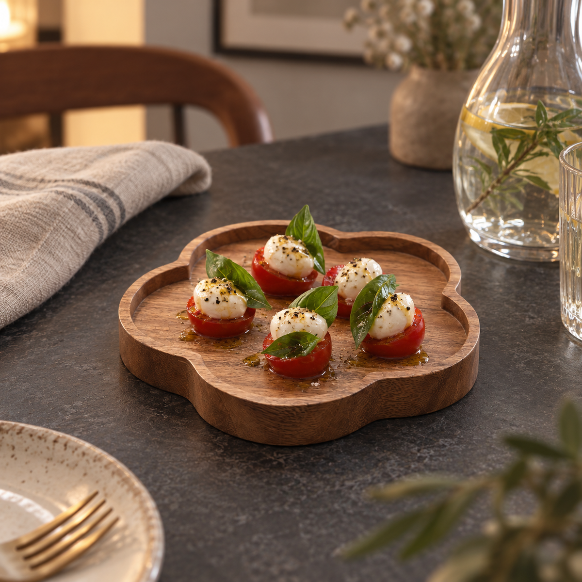 Seren Petal Walnut Serving Tray