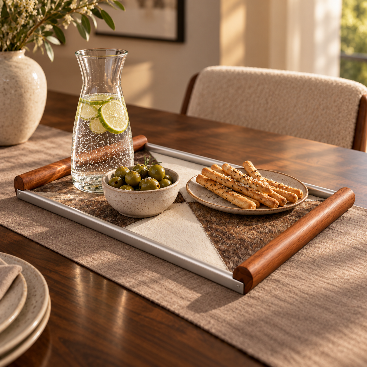 Soren Horsehide Patchwork Serving Tray