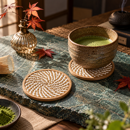 Marlow Woven Wood Coasters – Set of 5
